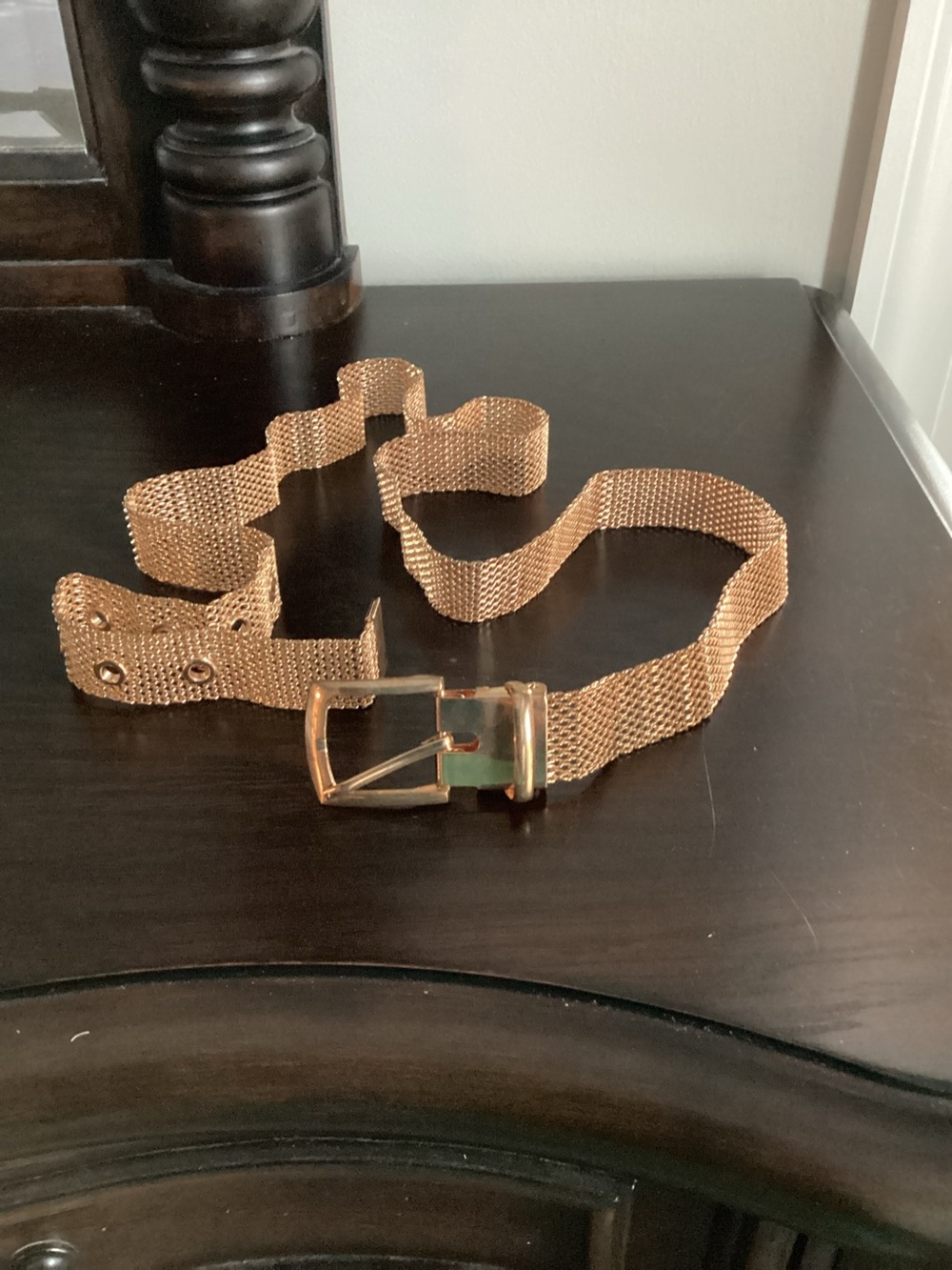 Women's Rose Gold Mesh Metallic Festival Belt